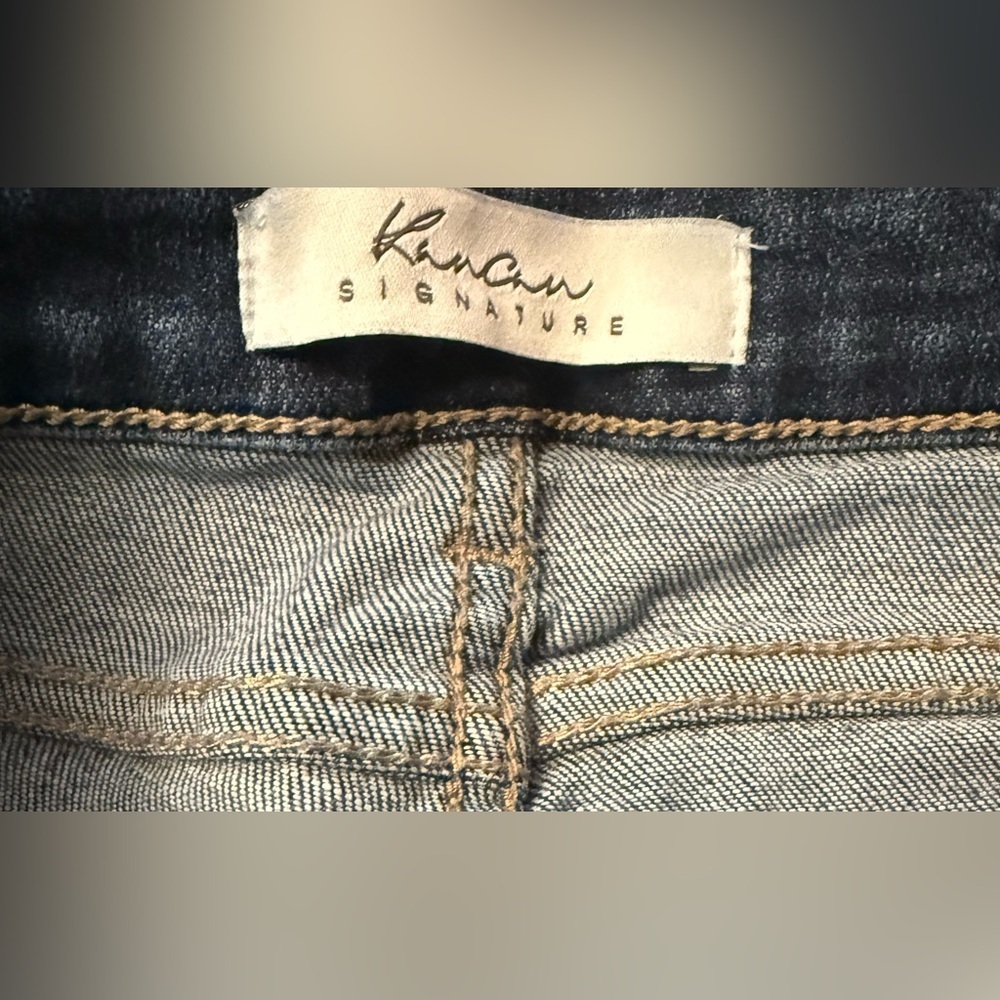 Kancan Signature High Rise Button Fly Jeans | Distressed Raw Hem | Size 28 - Picture 3 of 4